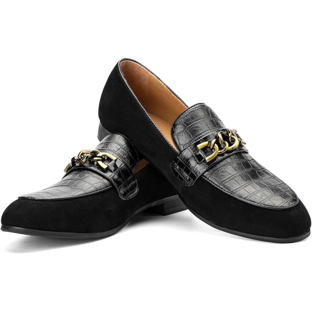 imageJITAI Mens Leather Shoes Pattern Printing Mens Dress Loafer Shoes Slipon Casual Loafer Smoking SlipperBlack11