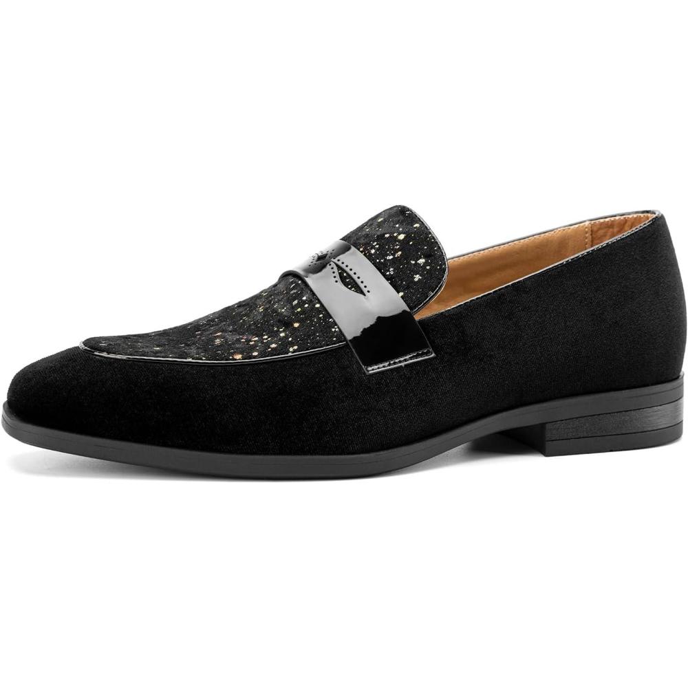 imageJITAI Mens Velvet Loafers Dress Shoes Loafers for Men Tuxedo Suit ShoesBlack61