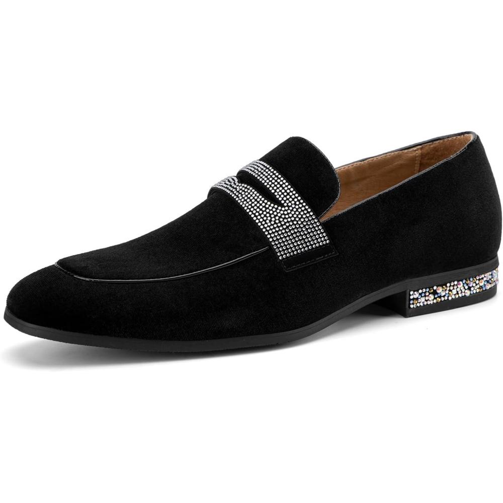 imageJITAI Mens Velvet Loafers Dress Shoes Loafers for Men Tuxedo Suit ShoesBlack675