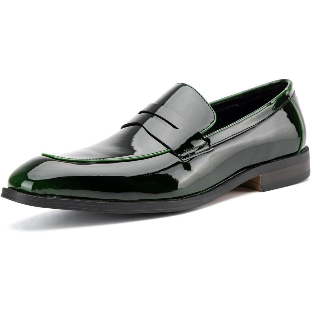 imageJITAI Mens Velvet Loafers Dress Shoes Loafers for Men Tuxedo Suit ShoesGreen02