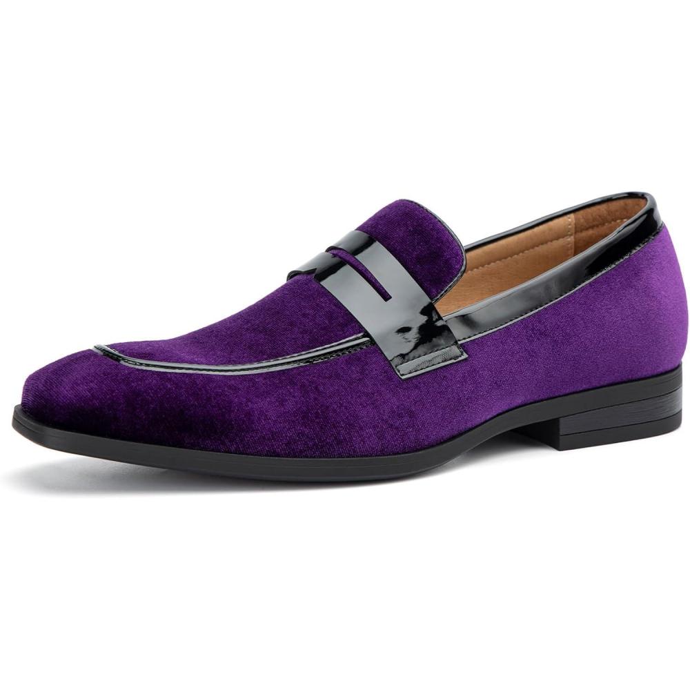 imageJITAI Mens Velvet Loafers Dress Shoes Loafers for Men Tuxedo Suit ShoesPurple24