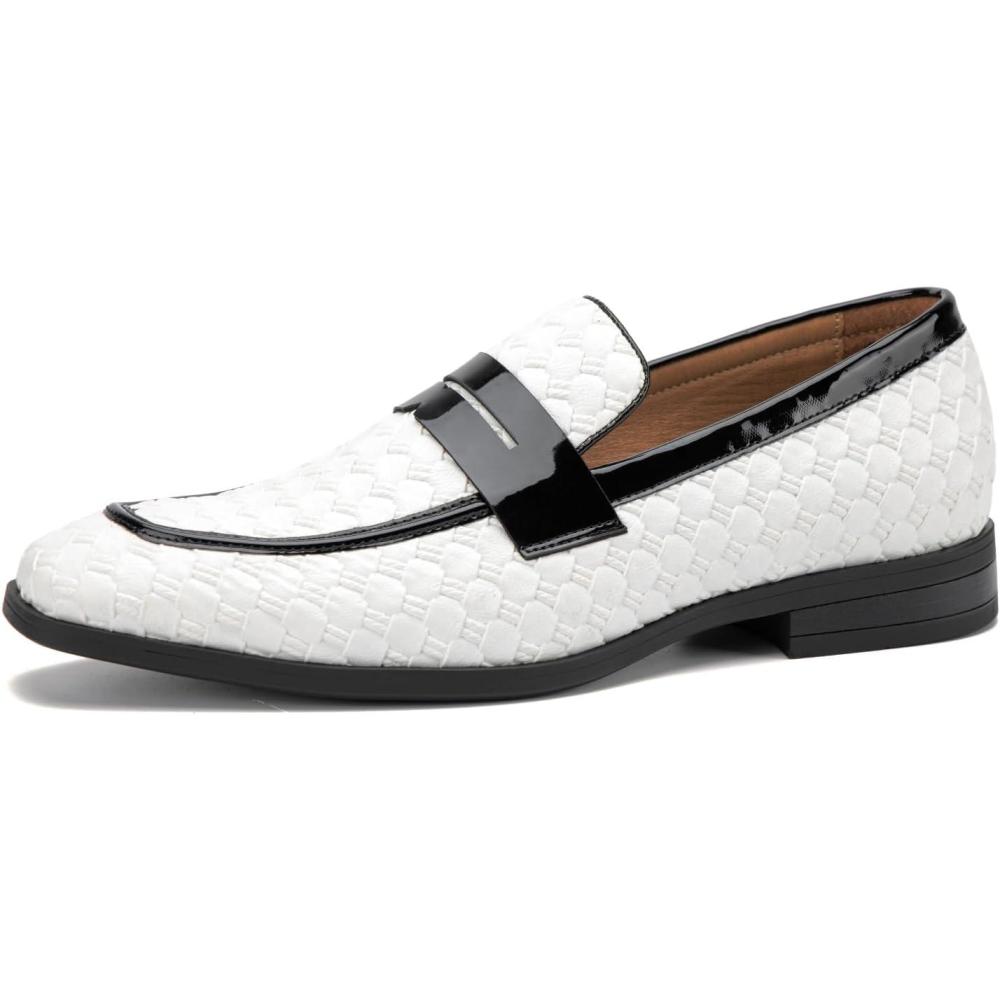 imageJITAI Mens Velvet Loafers Dress Shoes Loafers for Men Tuxedo Suit ShoesWhite39