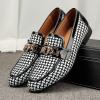 JITAI Mens Leather Shoes Pattern Printing Men’s Dress Loafer Shoes Slip-on Casual Loafer Smoking Slipper(Black/08)