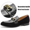 JITAI Mens Leather Shoes Pattern Printing Men’s Dress Loafer Shoes Slip-on Casual Loafer Smoking Slipper(Black/11)