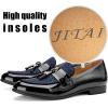JITAI Mens Leather Shoes Pattern Printing Men’s Dress Loafer Shoes Slip-on Casual Loafer Smoking Slipper(Blue/13)