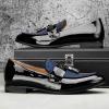 JITAI Mens Leather Shoes Pattern Printing Men’s Dress Loafer Shoes Slip-on Casual Loafer Smoking Slipper(Blue/13)