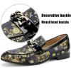 JITAI Mens Leather Shoes Pattern Printing Men’s Dress Loafer Shoes Slip-on Casual Loafer Smoking Slipper(Gold/10)