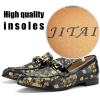 JITAI Mens Leather Shoes Pattern Printing Men’s Dress Loafer Shoes Slip-on Casual Loafer Smoking Slipper(Gold/10)