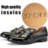 JITAI Mens Leather Shoes Pattern Printing Men’s Dress Loafer Shoes Slip-on Casual Loafer Smoking Slipper(Gold/12)