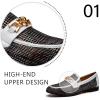 JITAI Mens Leather Shoes Pattern Printing Men’s Dress Loafer Shoes Slip-on Casual Loafer Smoking Slipper(White/03)