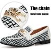 JITAI Mens Leather Shoes Pattern Printing Men’s Dress Loafer Shoes Slip-on Casual Loafer Smoking Slipper(White/09)