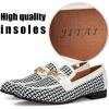 JITAI Mens Leather Shoes Pattern Printing Men’s Dress Loafer Shoes Slip-on Casual Loafer Smoking Slipper(White/09)