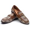 JITAI Mens Leather Shoes Pattern Printing Men’s Dress Loafer Shoes Slip-on Casual Loafer Smoking Slipper(Brown/07)
