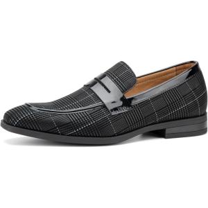 JITAI Mens Velvet Loafers Dress Shoes Loafers for Men Tuxedo Suit Shoes(Black/32)
