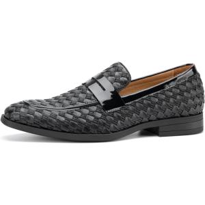 JITAI Mens Velvet Loafers Dress Shoes Loafers for Men Tuxedo Suit Shoes(Black/39)