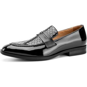 JITAI Mens Velvet Loafers Dress Shoes Loafers for Men Tuxedo Suit Shoes(Black/72)