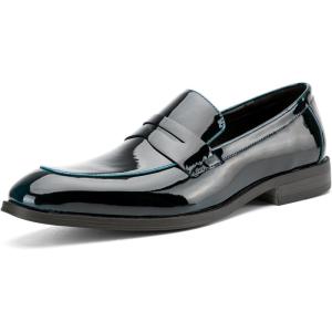 JITAI Mens Velvet Loafers Dress Shoes Loafers for Men Tuxedo Suit Shoes(Blue/02)
