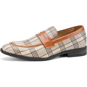 JITAI Mens Velvet Loafers Dress Shoes Loafers for Men Tuxedo Suit Shoes(Brown/40)