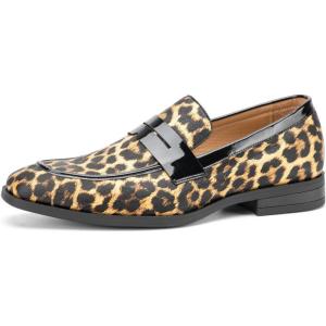 JITAI Mens Velvet Loafers Dress Shoes Loafers for Men Tuxedo Suit Shoes(Brown/41)