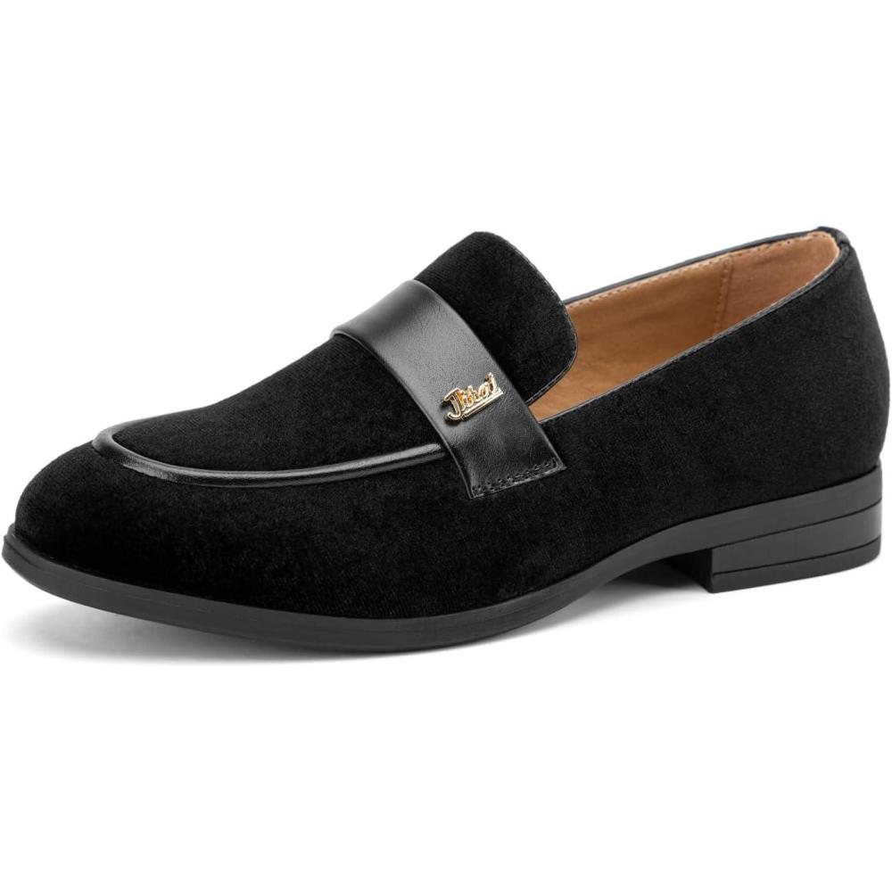 imageJITAI Boys Dress Loafers for Weddings ampamp School Breathable SlipOn Leather Tuxedo Shoes Toddler to PreteenBlack01