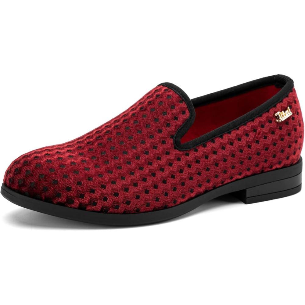 imageJITAI Boys SlipOn Luxury Dress Loafers Moccasins Casual ampamp Tuxedo Shoes for BoysRed01