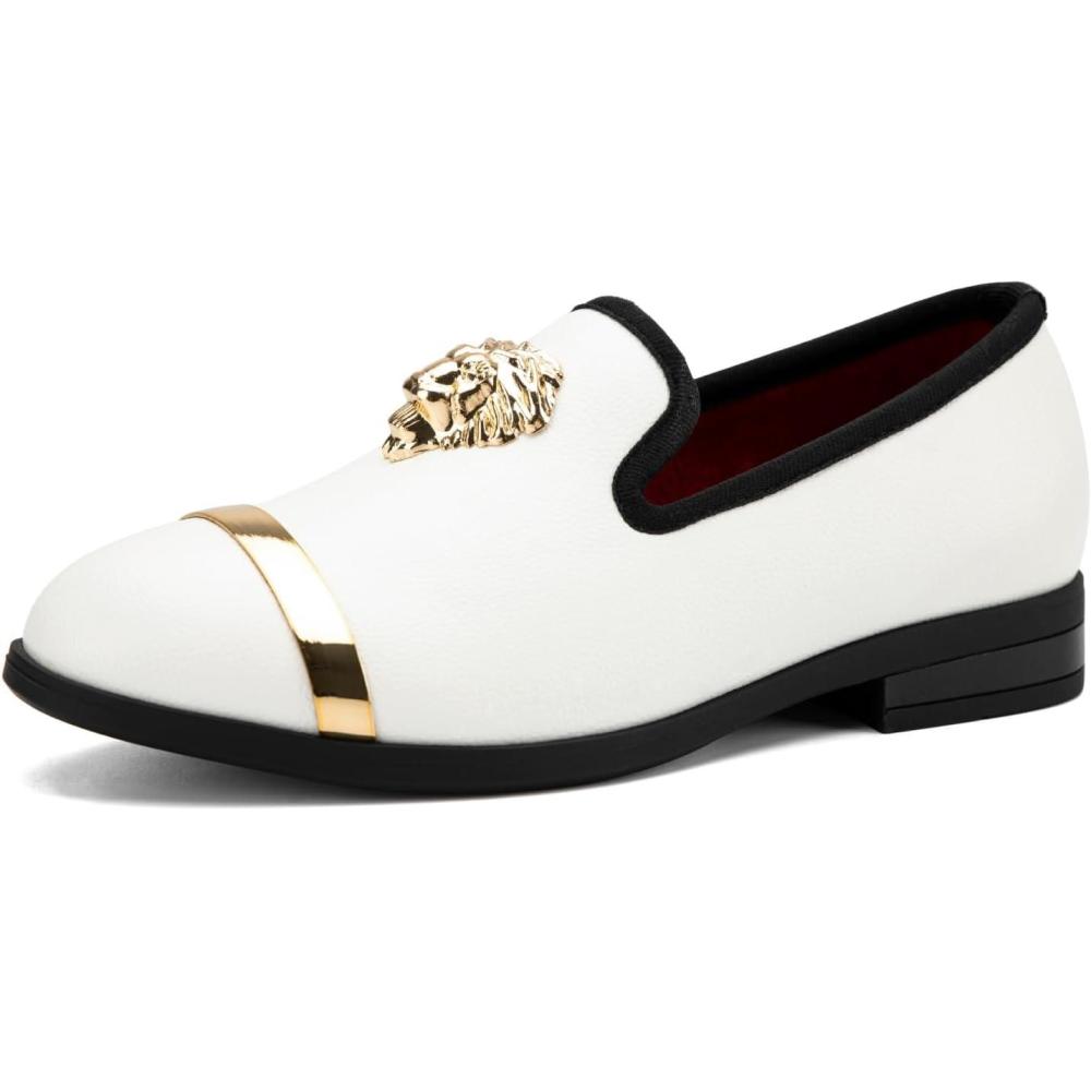 imageJITAI Boys SlipOn Luxury Dress Loafers Moccasins Casual ampamp Tuxedo Shoes for BoysWhite02