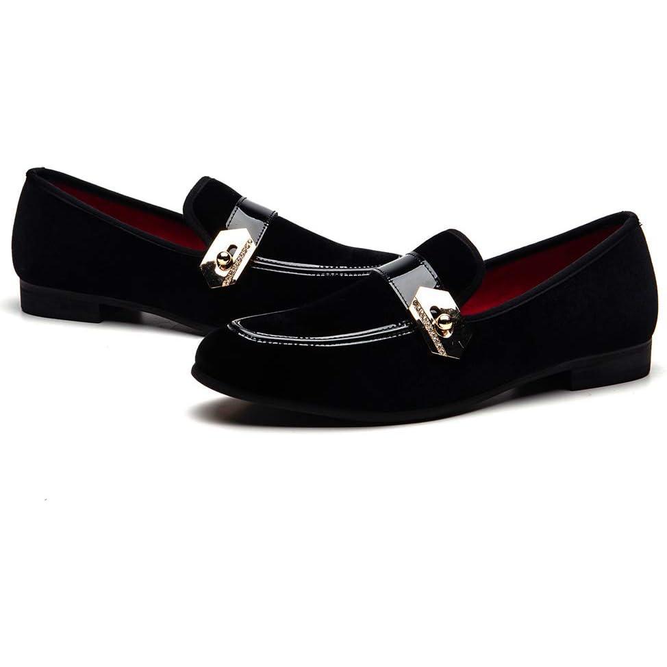 imageJITAI Mens Lindford Moc Toe Bit Slipon Penny Loafer Party ShoesBlackButton