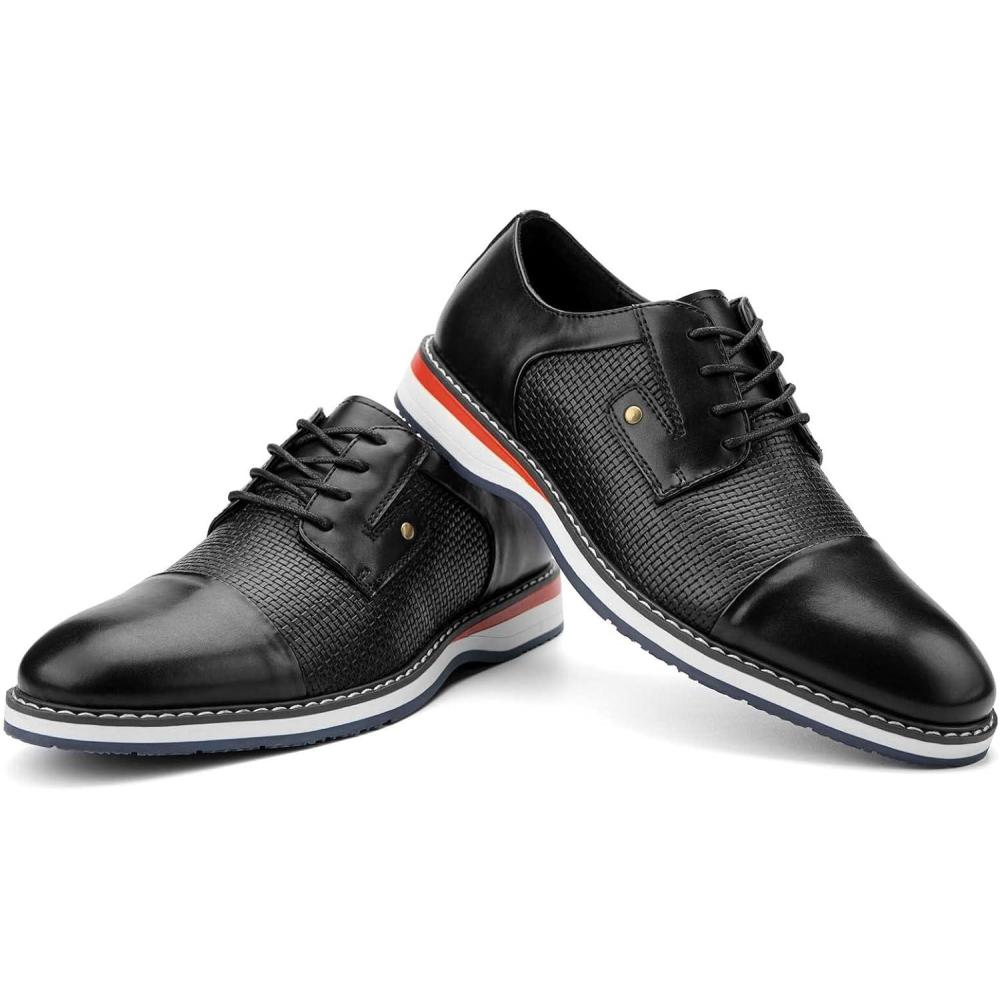 imageJITAI Mens Oxford Dress Shoes Lightweight Fashion Shoes with Wingtip Brogue ampamp Laceup DesignBlack03