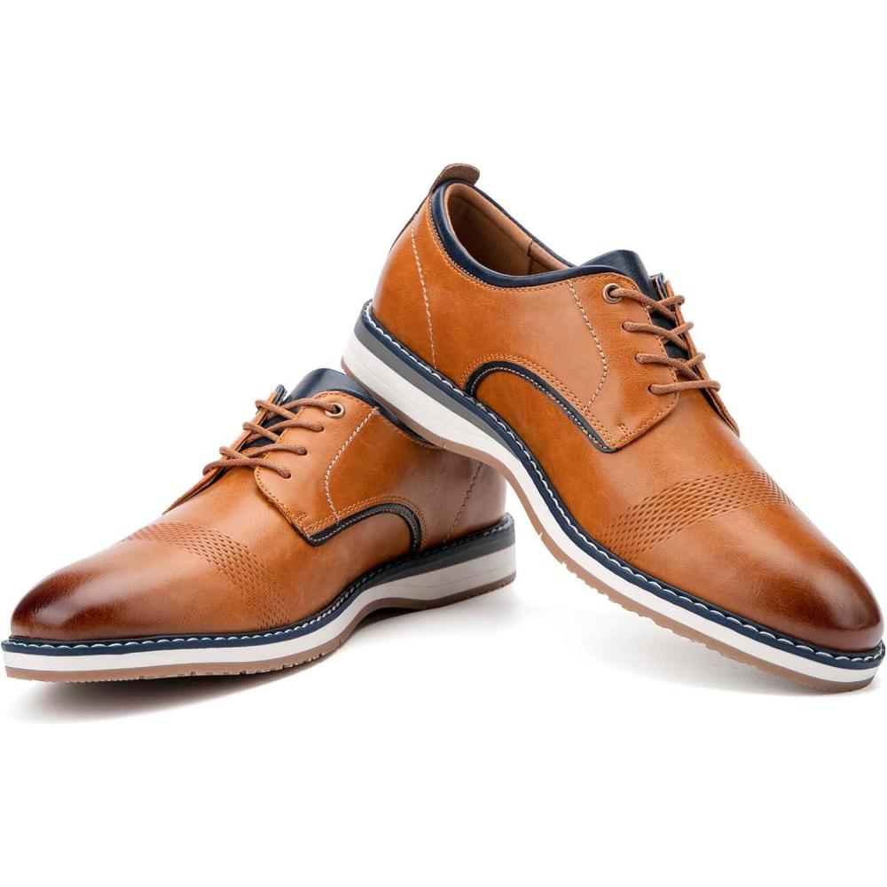 imageJITAI Mens Oxford Dress Shoes Lightweight Fashion Shoes with Wingtip Brogue ampamp Laceup DesignBrown01