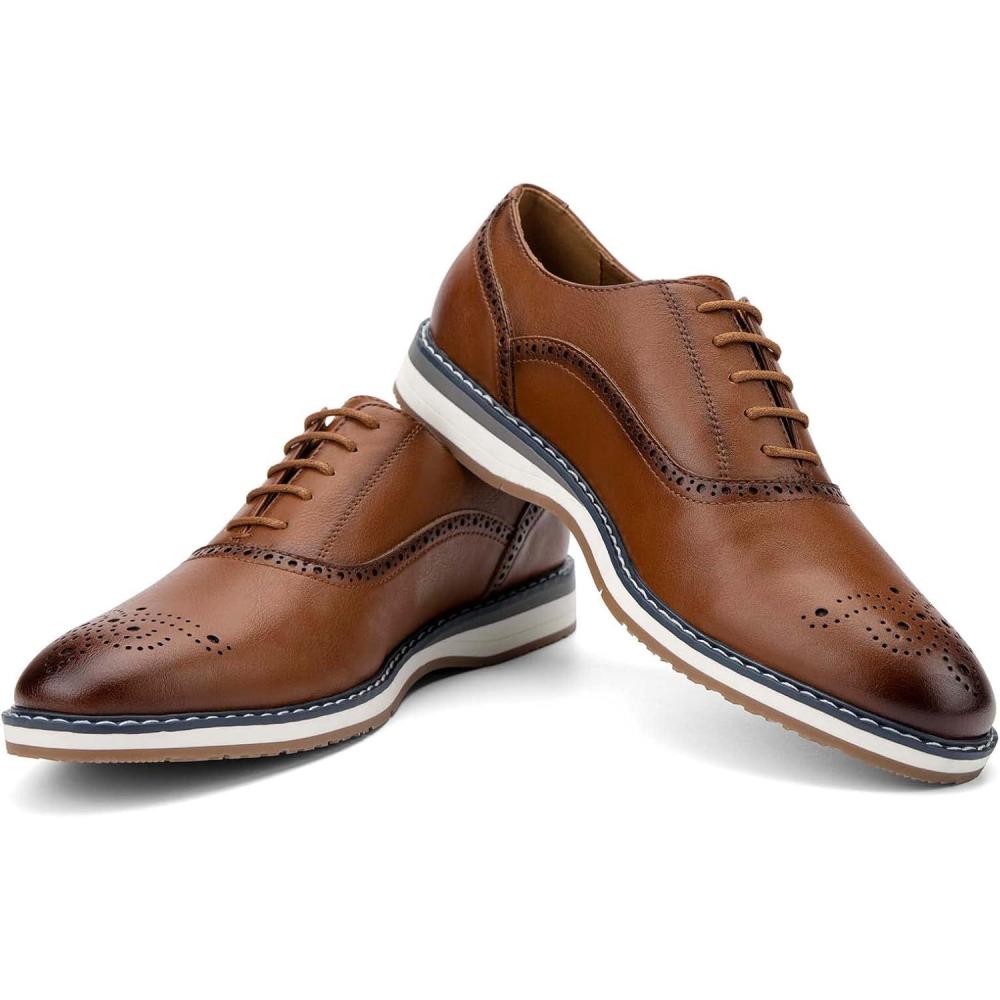 imageJITAI Mens Oxford Dress Shoes Lightweight Fashion Shoes with Wingtip Brogue ampamp Laceup DesignBrown02