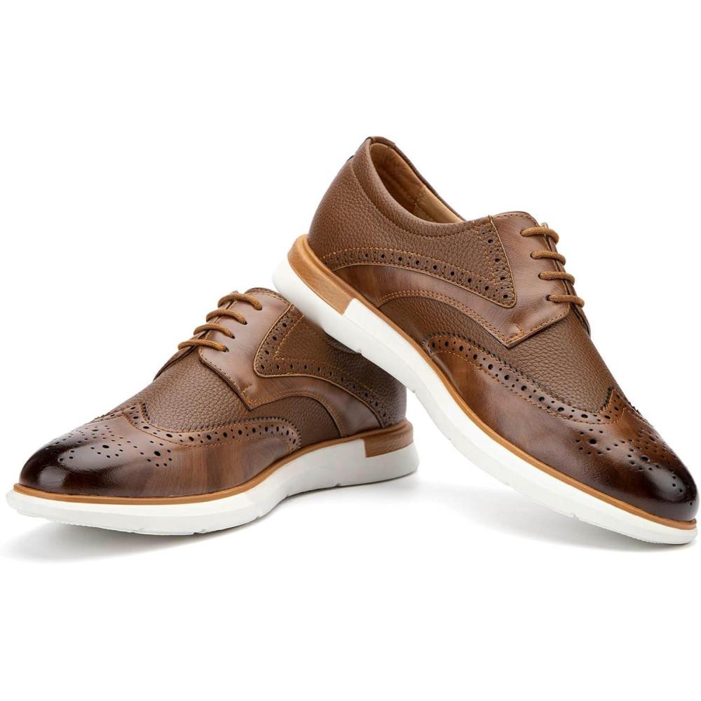 imageJITAI Mens Oxford Dress Shoes Lightweight Fashion Shoes with Wingtip Brogue ampamp Laceup DesignBrown04
