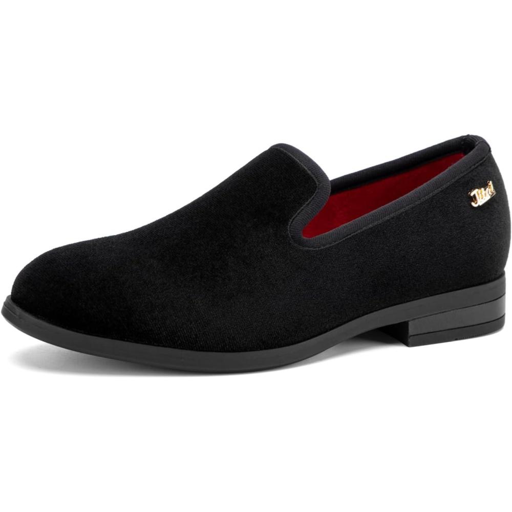 imageJITAI Velvet Boys Loafers SlipOn Dress Shoes Wedding Formal Tuxedo Shoes for BoysBlack17