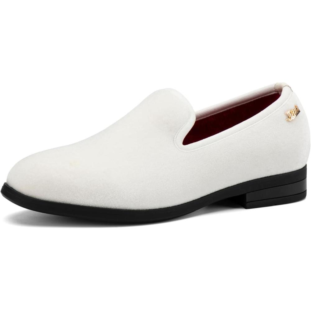 imageJITAI Velvet Boys Loafers SlipOn Dress Shoes Wedding Formal Tuxedo Shoes for BoysWhite17