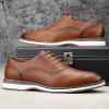JITAI Men’s Oxford Dress Shoes Lightweight Fashion Shoes with Wingtip Brogue & Lace-up Design(Brown/02)