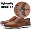 JITAI Men’s Oxford Dress Shoes Lightweight Fashion Shoes with Wingtip Brogue & Lace-up Design(Brown/02)