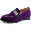JITAI Boys Dress Loafers for Weddings & School, Breathable Slip-On Leather Tuxedo Shoes, Toddler to Preteen(Purple-01)