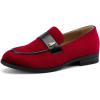 JITAI Boys Dress Loafers for Weddings & School, Breathable Slip-On Leather Tuxedo Shoes, Toddler to Preteen(Red-01)