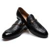 JITAI Men’s Lindford Moc Toe Bit Slip-on Penny Loafer Party Shoes(Black/03)