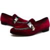 JITAI Men’s Lindford Moc Toe Bit Slip-on Penny Loafer Party Shoes(Red/Button)