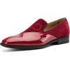 JITAI Men’s Velvet Loafers Classic Patent Leather Tuxedo Dress Shoes for Weddings Formal Events Stylish Comfortable Slip-Ons for Men(Red/65)