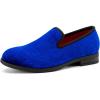 JITAI Velvet Boy’s Loafers Slip-On Dress Shoes Wedding Formal Tuxedo Shoes for Boys(Blue/22)