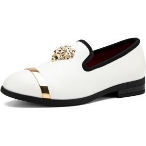 JITAI Boys Slip-On Luxury Dress Loafers Moccasins Casual & Tuxedo Shoes for Boys(White-02)