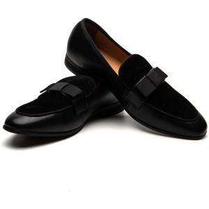 JITAI Men’s Lindford Moc Toe Bit Slip-on Penny Loafer Party Shoes(Black/01)
