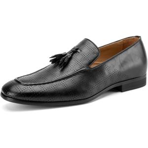 JITAI Men’s Lindford Moc Toe Bit Slip-on Penny Loafer Party Shoes(Black/08)