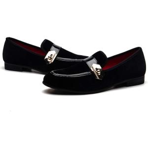 JITAI Men’s Lindford Moc Toe Bit Slip-on Penny Loafer Party Shoes(Black/Button)