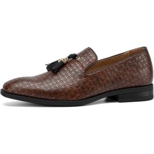 JITAI Men’s Lindford Moc Toe Bit Slip-on Penny Loafer Party Shoes(Brown/06)