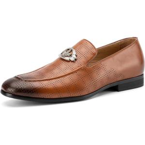 JITAI Men’s Lindford Moc Toe Bit Slip-on Penny Loafer Party Shoes(Brown/10)