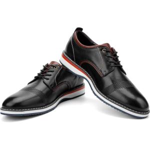 JITAI Men’s Oxford Dress Shoes Lightweight Fashion Shoes with Wingtip Brogue & Lace-up Design(Black/01)