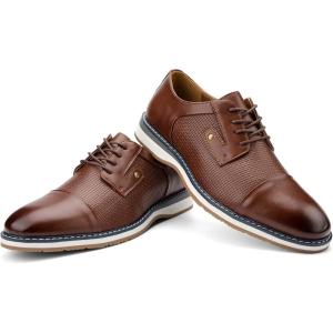 JITAI Men’s Oxford Dress Shoes Lightweight Fashion Shoes with Wingtip Brogue & Lace-up Design(Brown/03)