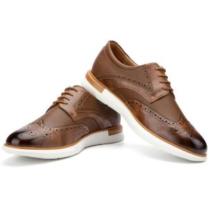 JITAI Men’s Oxford Dress Shoes Lightweight Fashion Shoes with Wingtip Brogue & Lace-up Design(Brown/04)